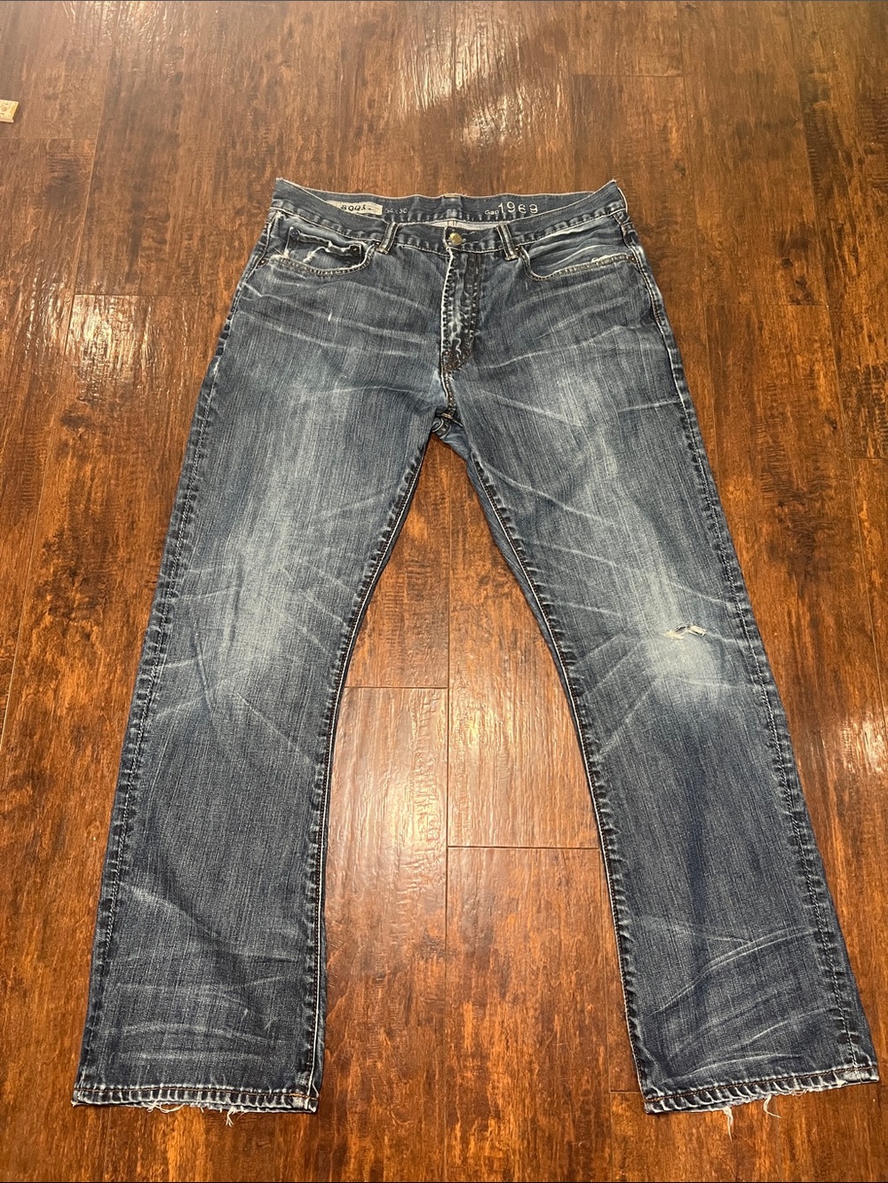 Men's Gap Blue Washed Jeans - Classic Straight Fit 34/30